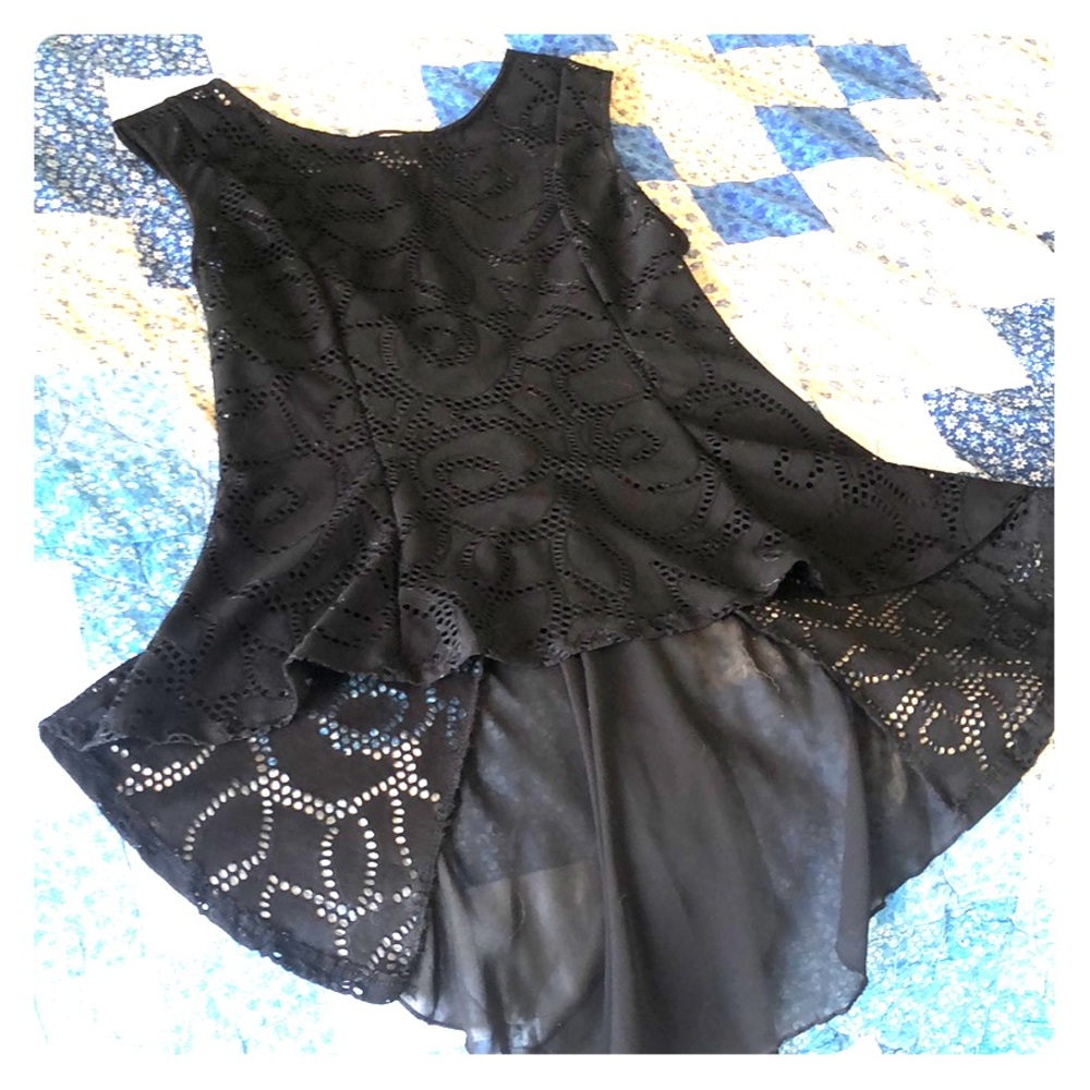 See-through Black Floral Top